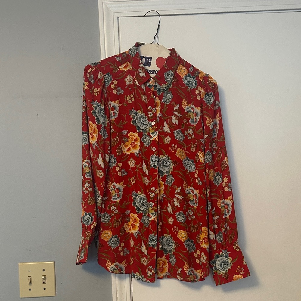 Floral Red Women's Top. Loft size XS